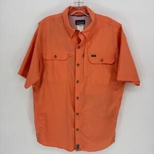 Patagonia Men's Orange Short Sleeve Button‎ Up Utility Pocket Shirt Size L